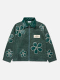 Ryoko-Rain-Floral-Suede-Work-Jacket-Green