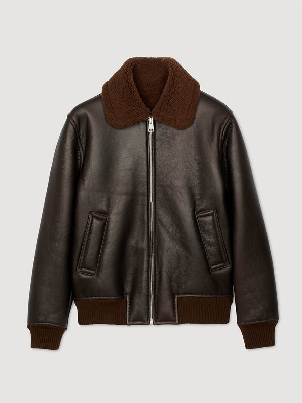 Sandro-Leather-Jacket-Black-With-Fur-Collar