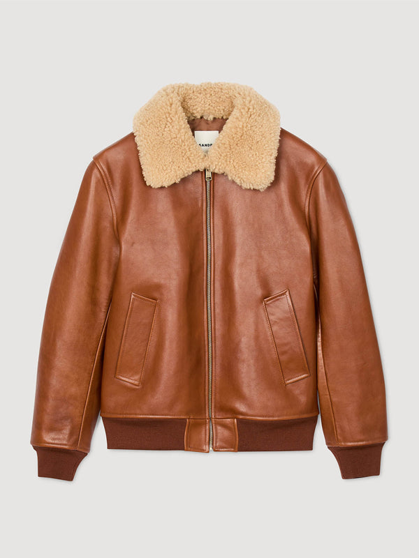 Sandro-Leather-Jacket-With-Fur-Collar