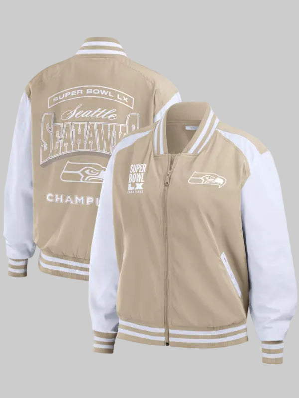 Seattle-Seahawks-Tan-Super-Bowl-LX-Champions-Tonal-Bomber-Jacket