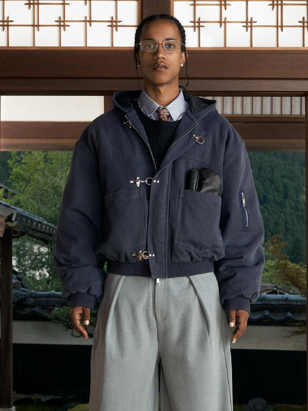 Shinzo-Shige-15oz-Navy-Canvas-Clasp-Bomber-Jacket