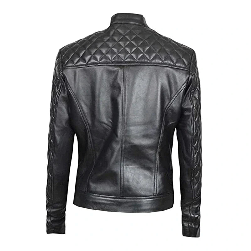 Slim Fit Quited Leather Biker Jacket Women Zing Apparel