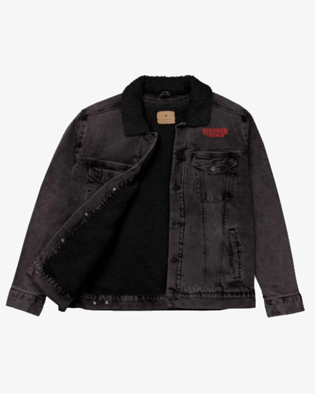 Stranger Things Unisex Sherpa Black Denim Jacket