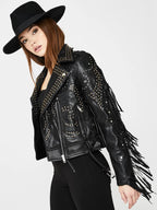Studded-Black-Fringe-Leather-Jacket