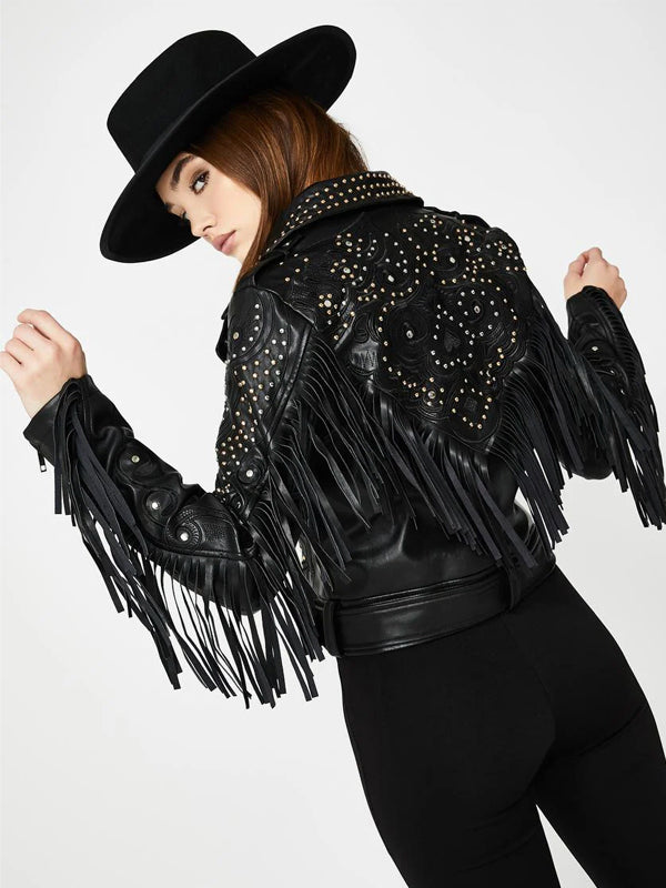 Studded-Fringe-Faux-Leather-Jacket