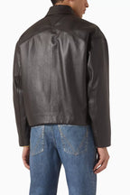 Stylish leather blouson jacket