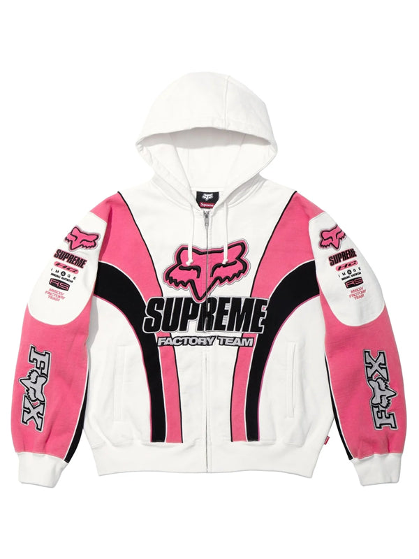 Supreme-Fox-Racing-Zip-Up-Hooded-Sweatshirt-White