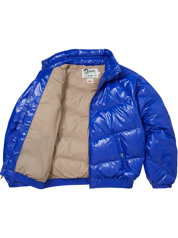 Supreme-Schott-Shiny-Puffer-Jacket-Blue