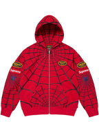 Supreme-Spider-Man-zip-up-Hoodie-Red