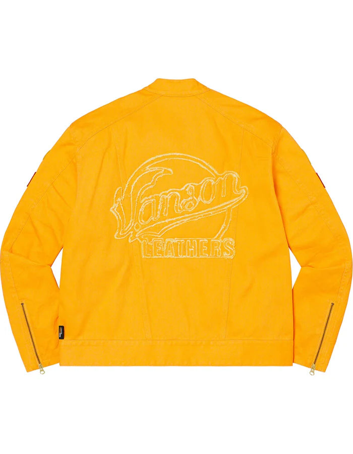 Supreme_Vanson_Jacket_Denim_Yellow_Back