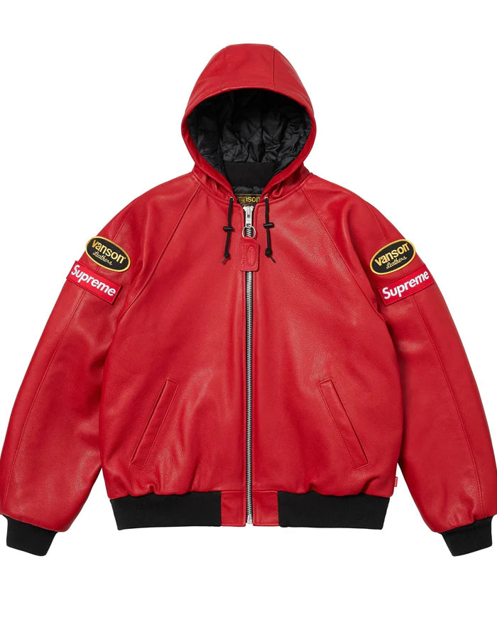 Supreme_Vanson_Jacket_Red_Hood