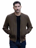  Tom Ellis CIA S01 Brown Polyester Bomber Jacket