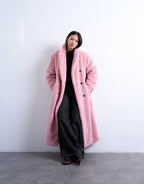Topshop-Double-Breasted-Teddy-Longline-Coat-In-Pink