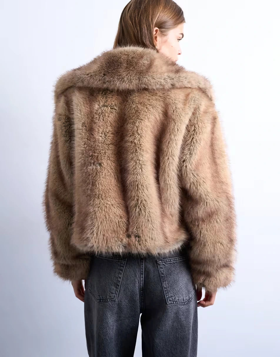 Topshop-Faux-Fur-Striped-Bomber-Jacket-In-Light-Brown