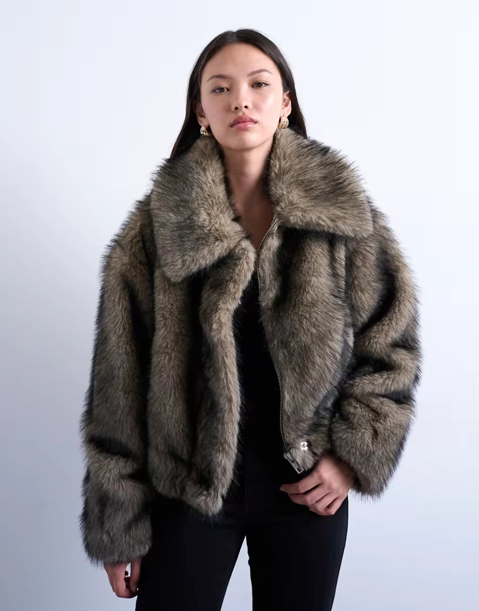 Topshop-Faux-Fur-Striped-Zip-Up-Bomber-Jacket