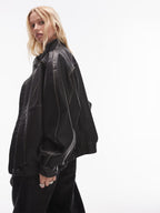 Topshop-Faux-Leather-Oversized-Bomber-Black-Jacket-Back