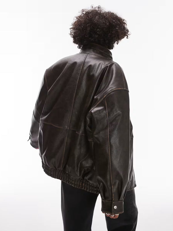 Topshop-Faux-Leather-Oversized-Brown-Bomber-Jacket-Back