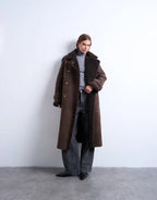 Topshop-Longline-Aviator-Faux-Shearling-Coat-In-Chocolate
