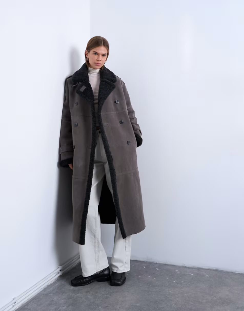 Topshop-Longline-Aviator-Faux-Shearling-Jacket-Gray