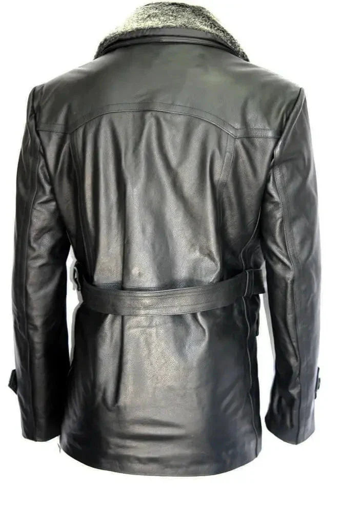 German Submarine Black Cow Shearling Leather Jacket Zing Apparel