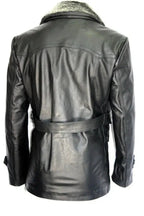 German Submarine Black Cow Shearling Leather Jacket Zing Apparel