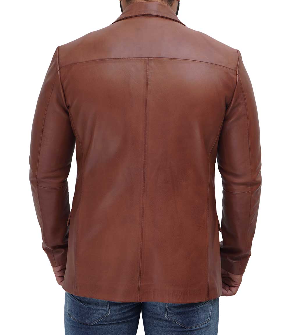 Leather Blazer Men Glendale Brown Zing Apparel