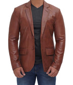 Leather Blazer Men Glendale Brown Zing Apparel