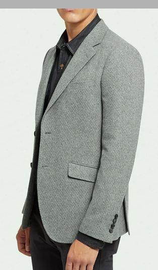 Mens Grey Wool Blend Single Breasted Blazer Zing Apparel