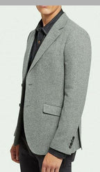 Mens Grey Wool Blend Single Breasted Blazer Zing Apparel