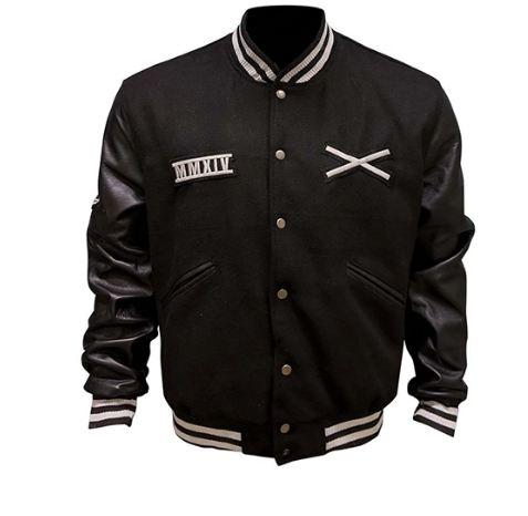 Leather Bomber Varsity Jacket, Black Zing Apparel