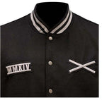 Leather Bomber Varsity Jacket, Black Zing Apparel