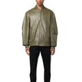 Khaki Green Mens Jacket Leather Bomber Zing Apparel