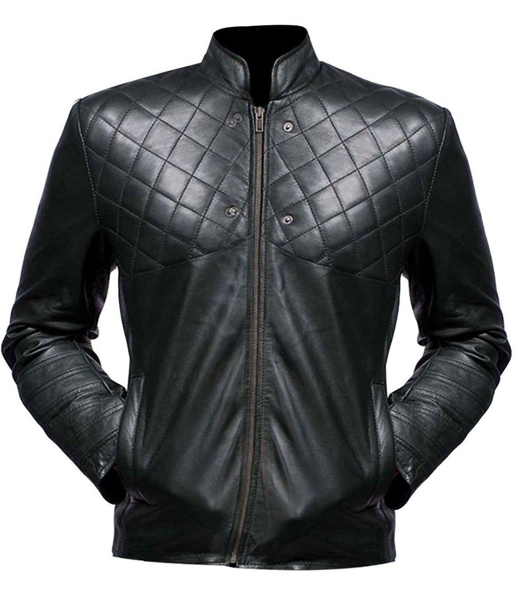 Stephen Amell Hooded Black Leather Jacket Zing Apparel