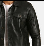 Men's Black Harrington Vintage Leather Jacket Zing Apparel