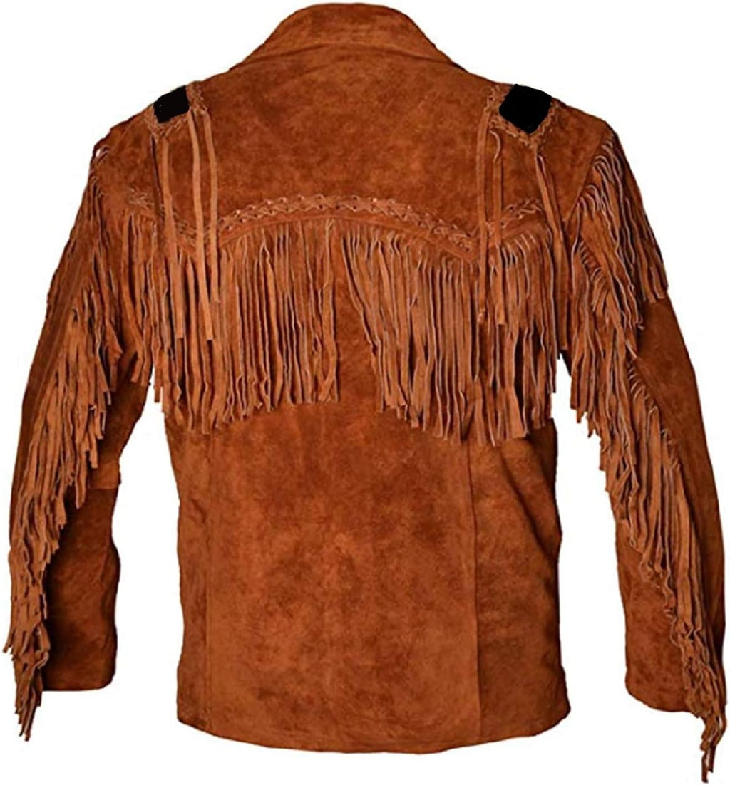 Brown Fringe Jacket For Men