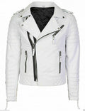 White Brando Faux Cafe Racer Slim Fit Jacket
