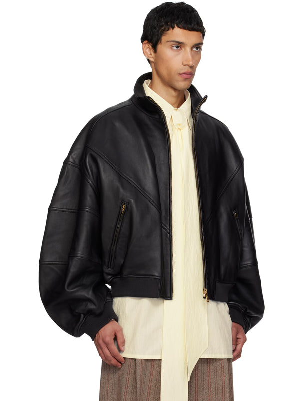 Willy-Chavarria-Ruff-Rider-Leather-Jacket-Black
