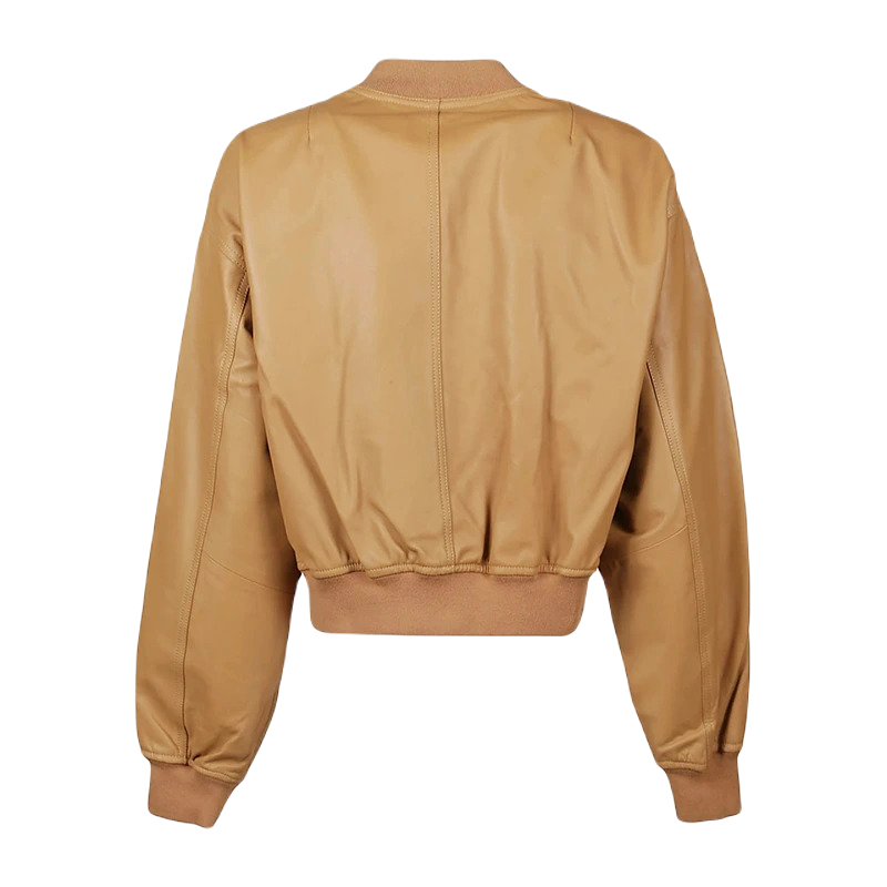 Tan Brown Sheep Leather Bomber Jacket Women Zing Apparel