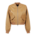 Tan Brown Sheep Leather Bomber Jacket Women Zing Apparel