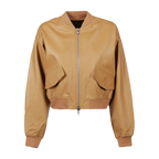 Tan Brown Sheep Leather Bomber Jacket Women Zing Apparel