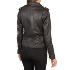 Alish Leather Biker Jacket Women, Brown Zing Apparel