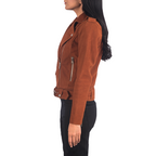 Redish Brown Suede Jacket Women Zing Apparel