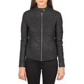 Kelsee Distressed Leather Biker Jacket Women, Black Zing Apparel