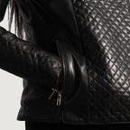 Biker Quilted Leather Jacket Women, Black Zing Apparel
