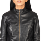 Rmuella Leather Biker Jacket Women, Black Zing Apparel
