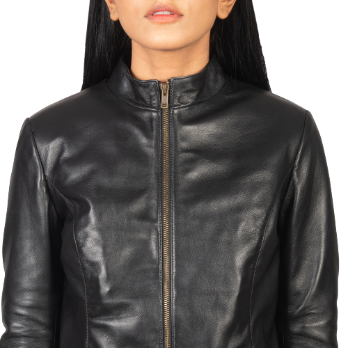 Rmuella Leather Biker Jacket Women, Black Zing Apparel