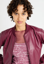 Women’s burgundy leather bomber