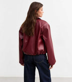 Women’s classic burgundy leather bomber
