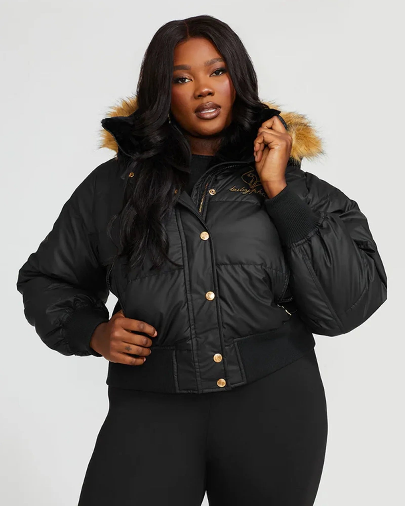 Womens-Baby-Phat-Puffer-Black-Jacket