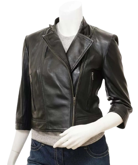 Cropped Leather Jacket, Women Biker Jacket Zing Apparel